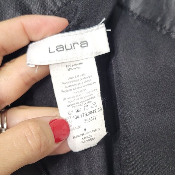 Laura Women's Black Shimmer Metallic Hand Wash Flared A-Line 2000's Skirt Size 6 - Picture 6 of 9